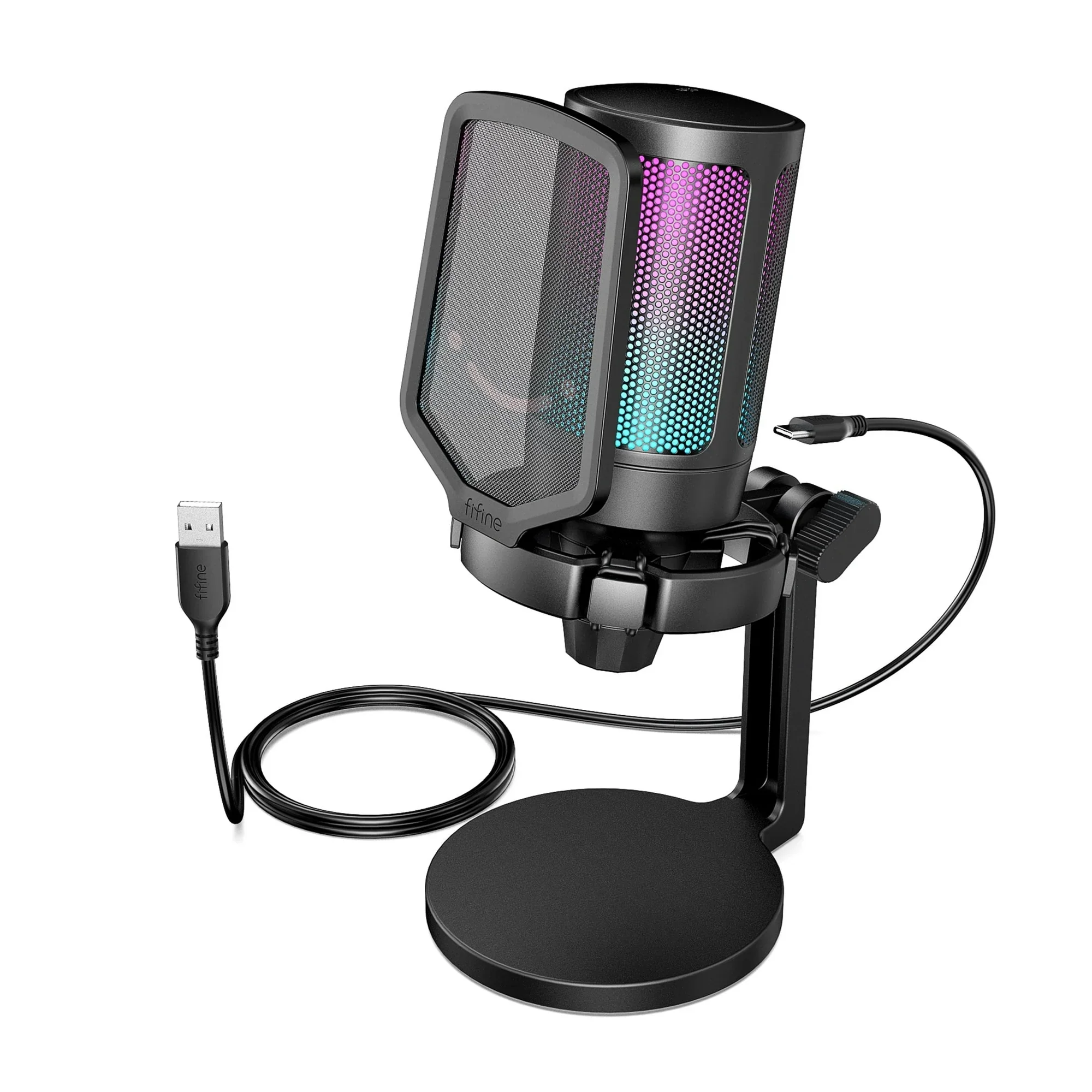 FIFINE AmpliGame A6V USB Condenser Microphone with RGB - Image 24