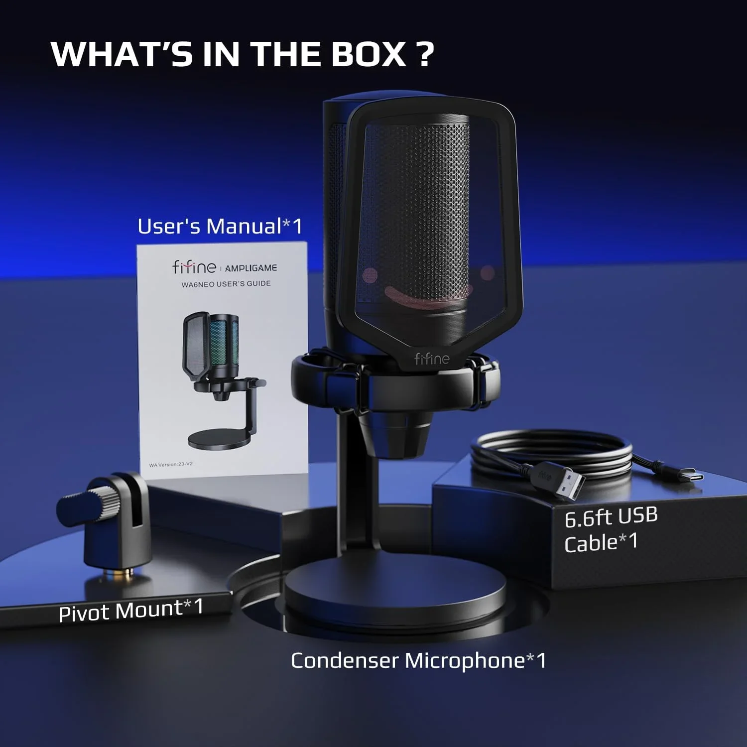 FIFINE AmpliGame A6V USB Condenser Microphone with RGB - Image 25
