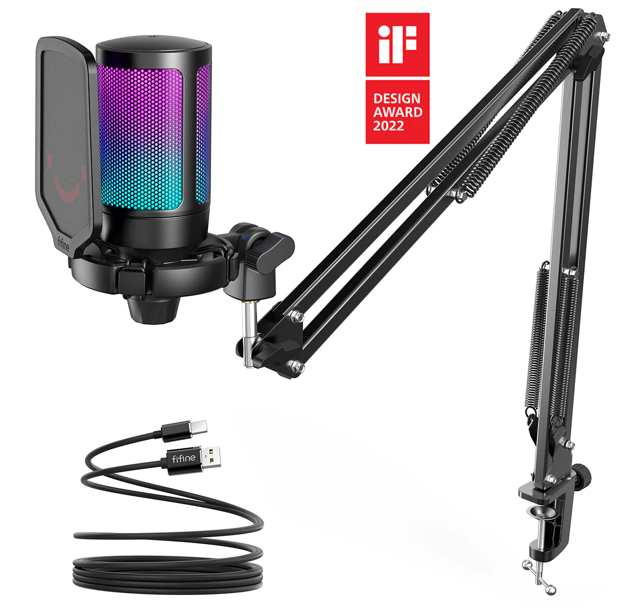 FIFINE AmpliGame A6V USB Condenser Microphone with RGB - Image 15