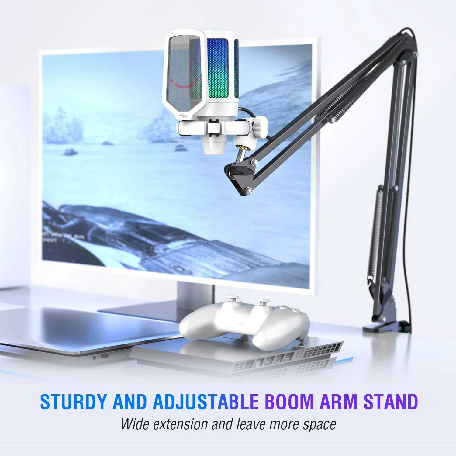 FIFINE AmpliGame A6V USB Condenser Microphone with RGB - Image 22