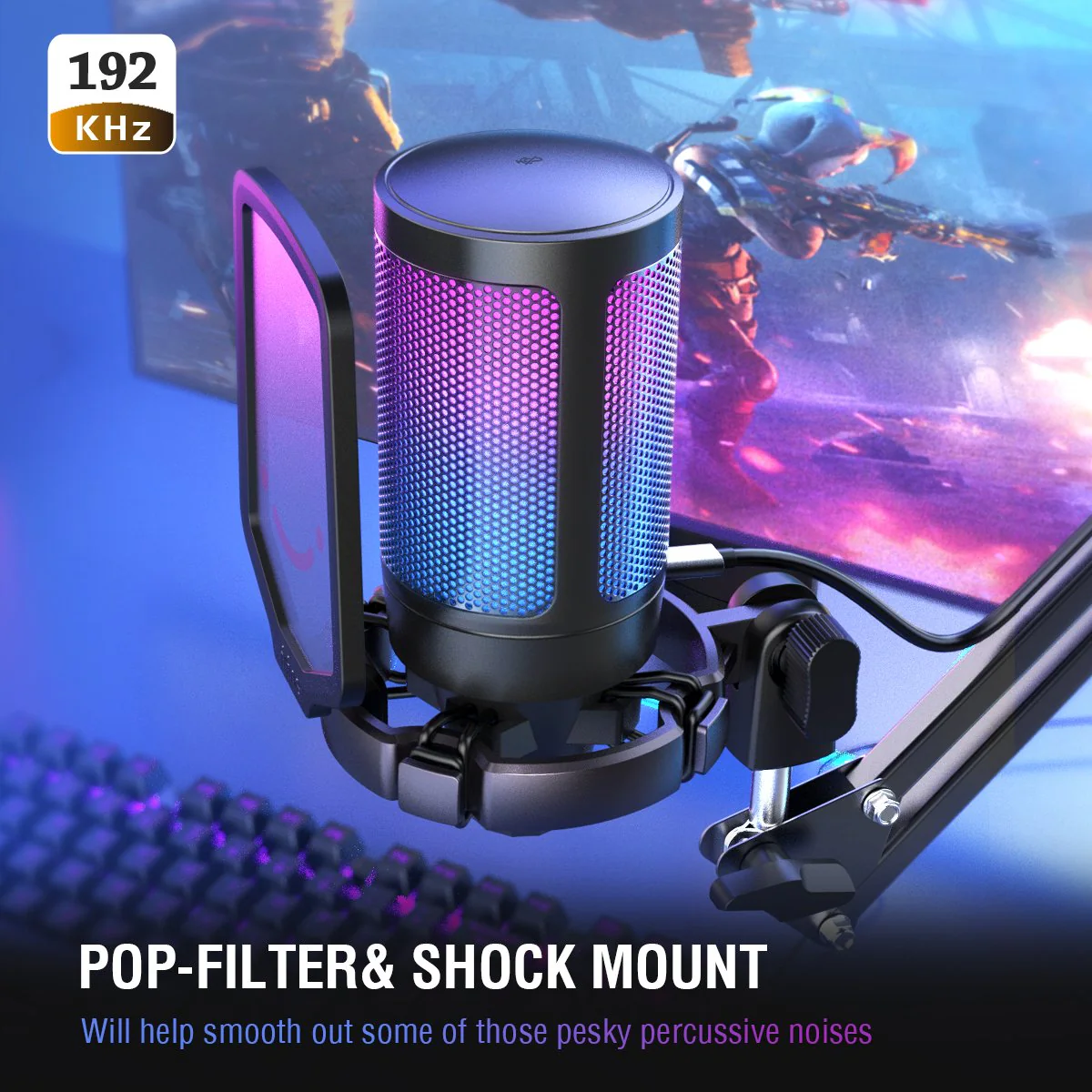 FIFINE AmpliGame A6V USB Condenser Microphone with RGB - Image 9
