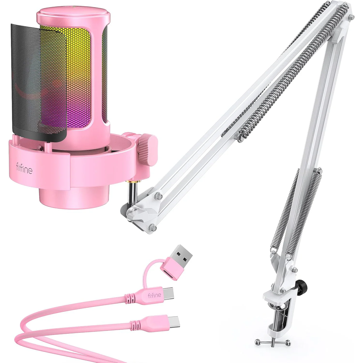 FIFINE AmpliGame A8 USB Condenser Microphone with RGB - Image 15
