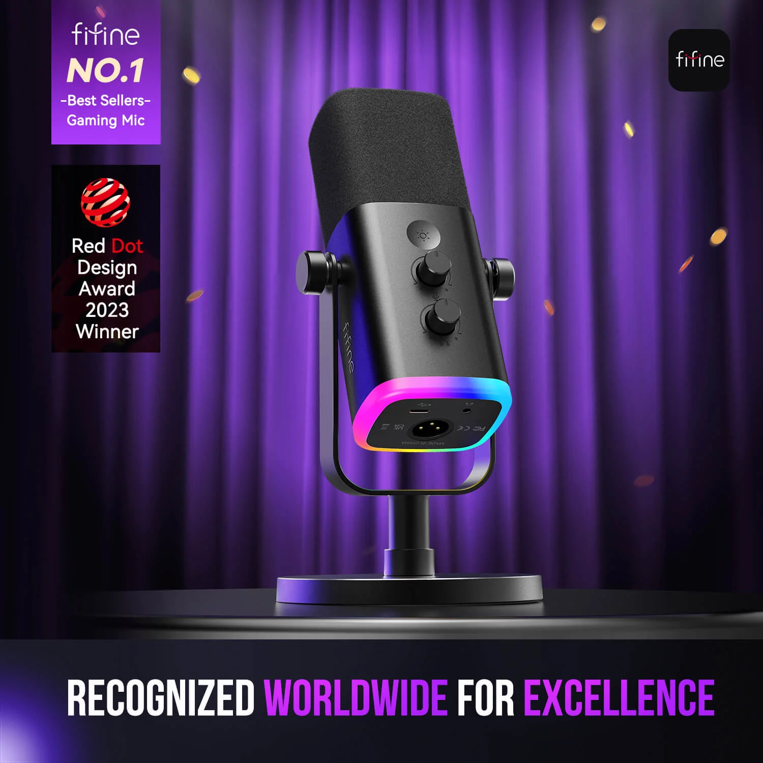 FIFINE AmpliGame AM8 USB/XLR Dynamic Microphone with RGB - Image 34