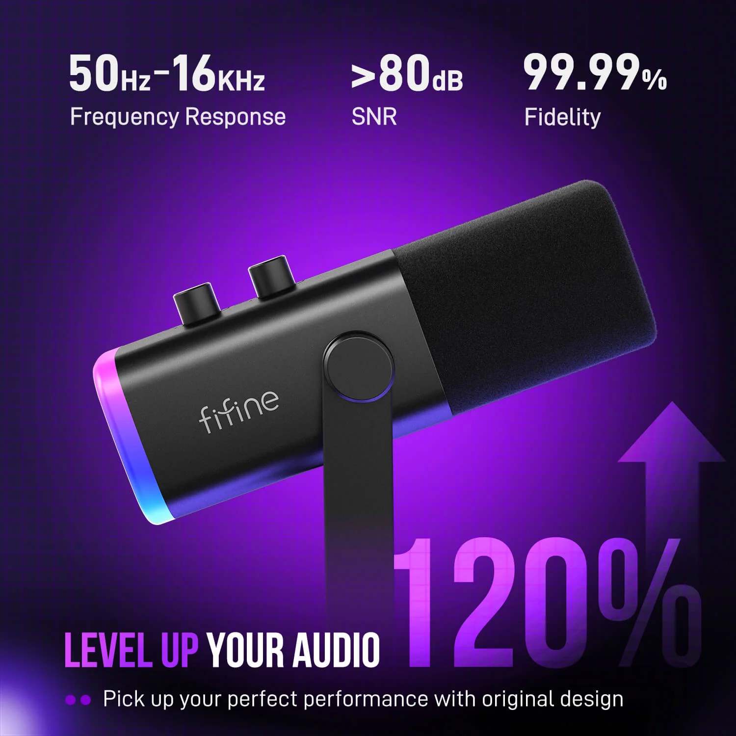 FIFINE AmpliGame AM8 USB/XLR Dynamic Microphone with RGB - Image 36