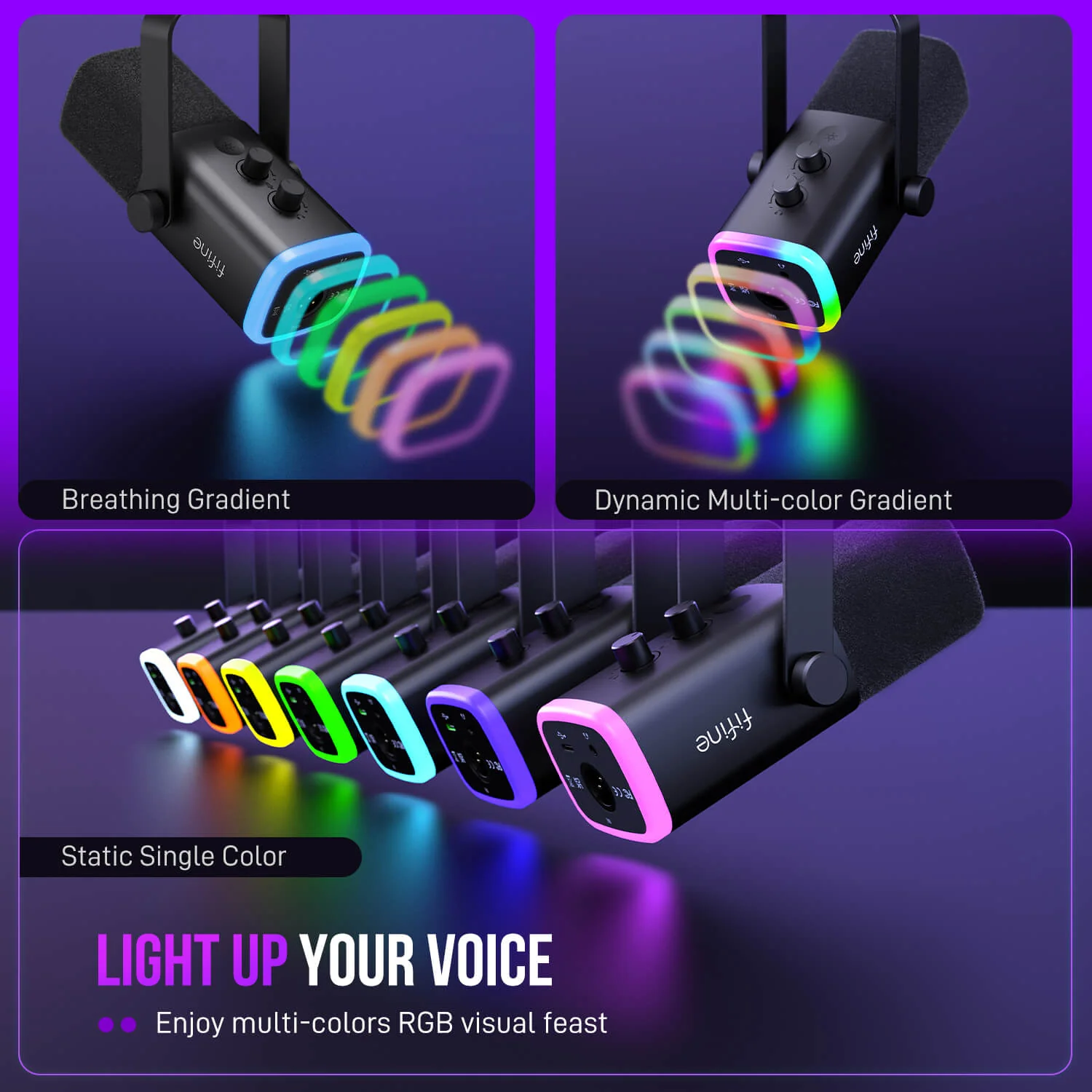 FIFINE AmpliGame AM8 USB/XLR Dynamic Microphone with RGB - Image 39