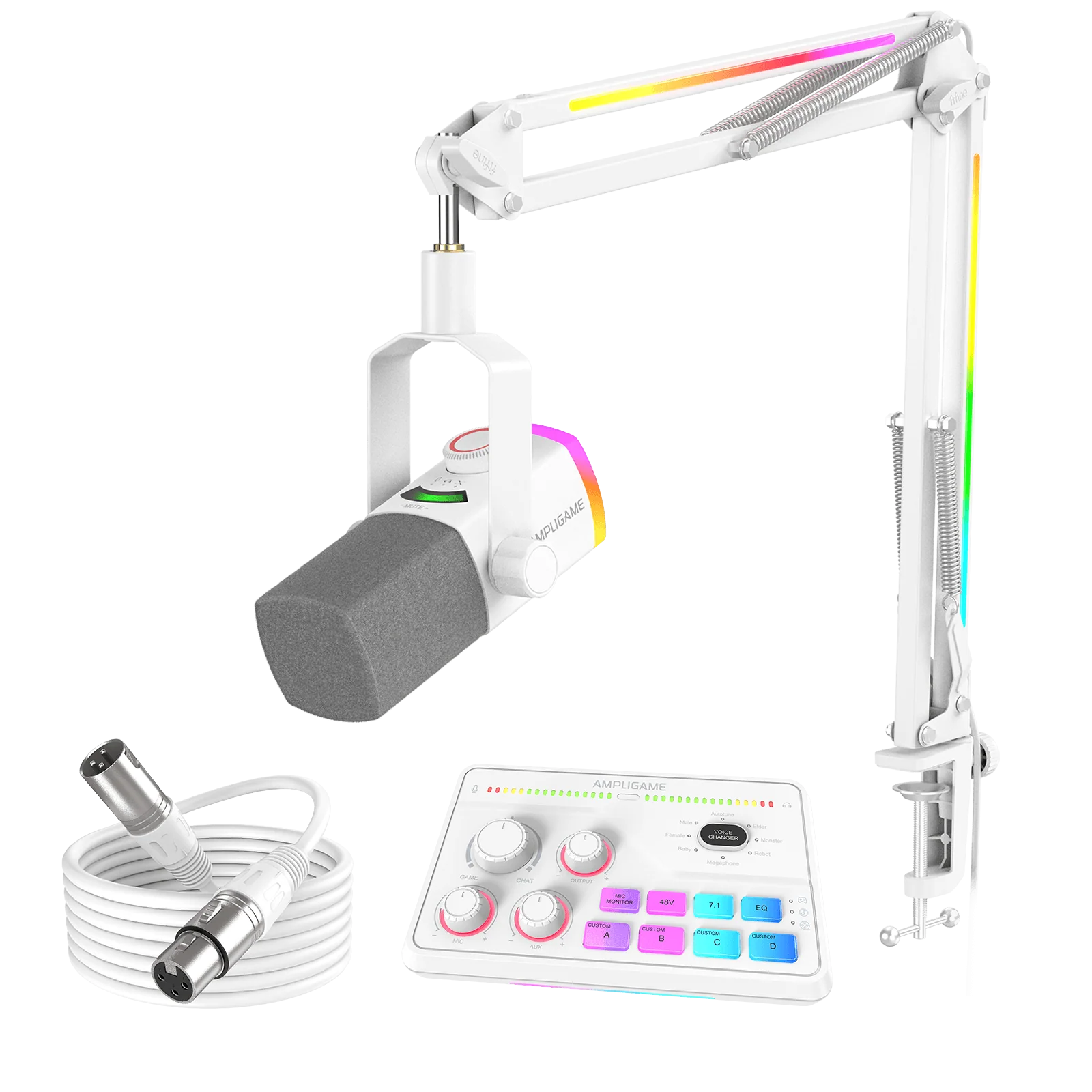 FIFINE AmpliGame AM8PROT USB/XLR Dynamic Microphone Kit with RGB Boom Arm Stand - Image 27