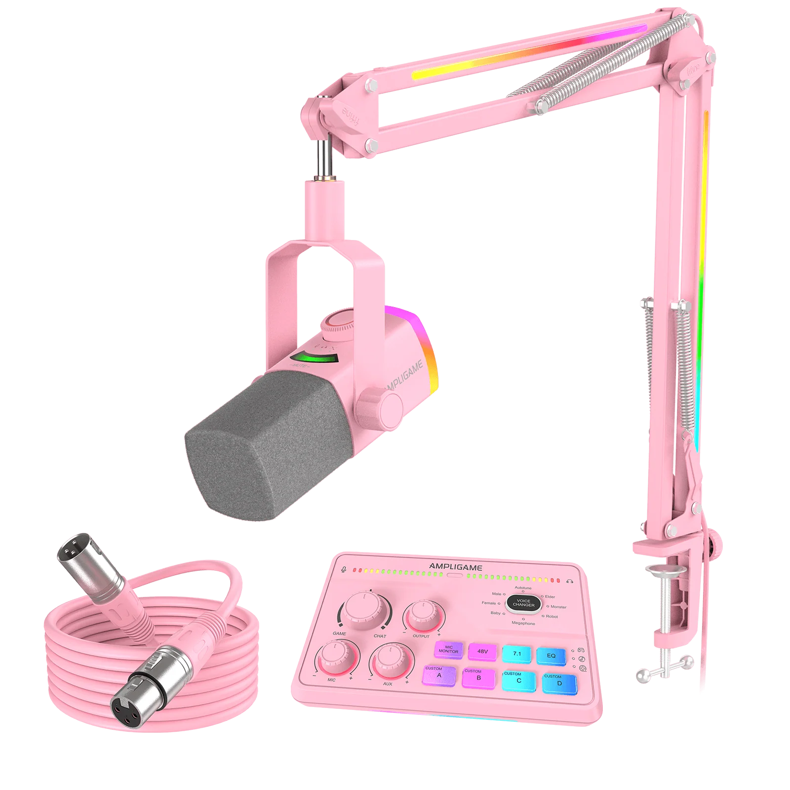 FIFINE AmpliGame AM8PROT USB/XLR Dynamic Microphone Kit with RGB Boom Arm Stand - Image 28