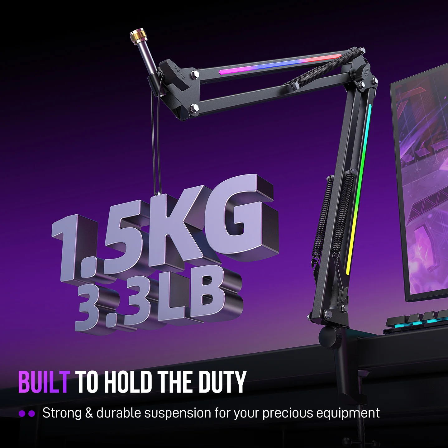 FIFINE AmpliGame BM38 RGB Microphone Boom Arm Stand - Image 6
