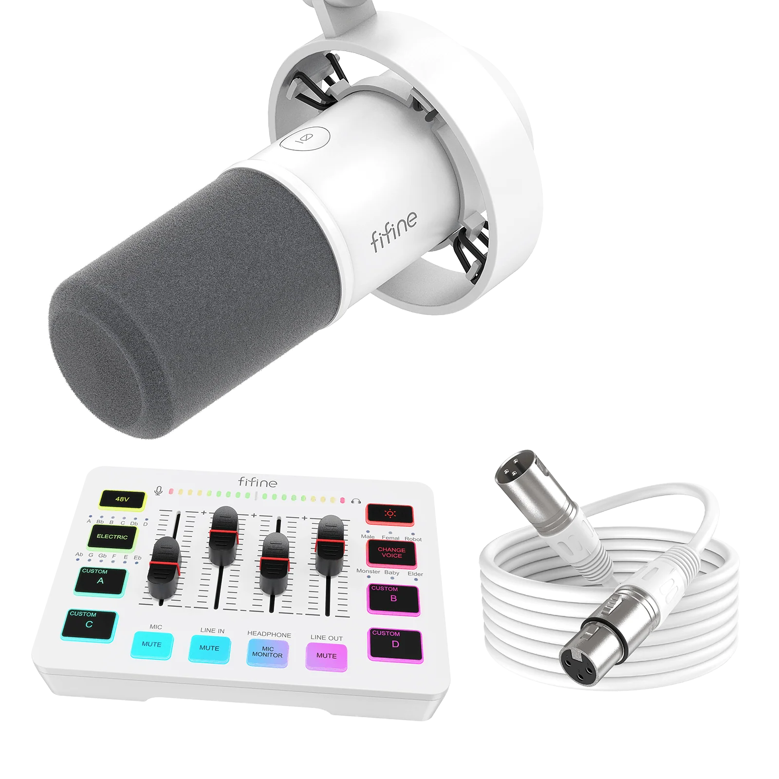 FIFINE Streaming Bundle: K688 Dynamic Microphone + SC3 Audio Mixer + XLR Cable - Image 8