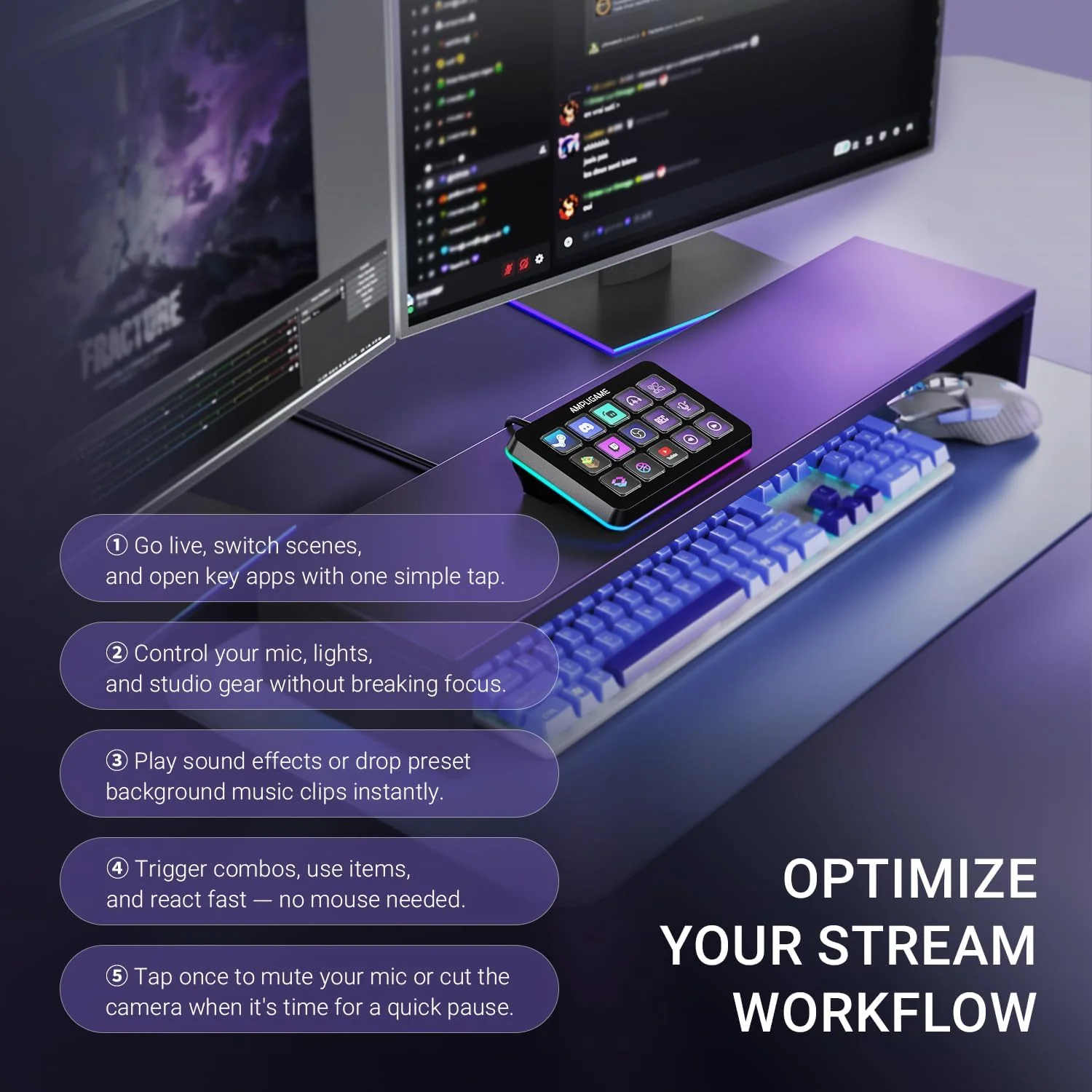 FIFINE AmpliGame D6 Stream Controller Deck with RGB - Image 8