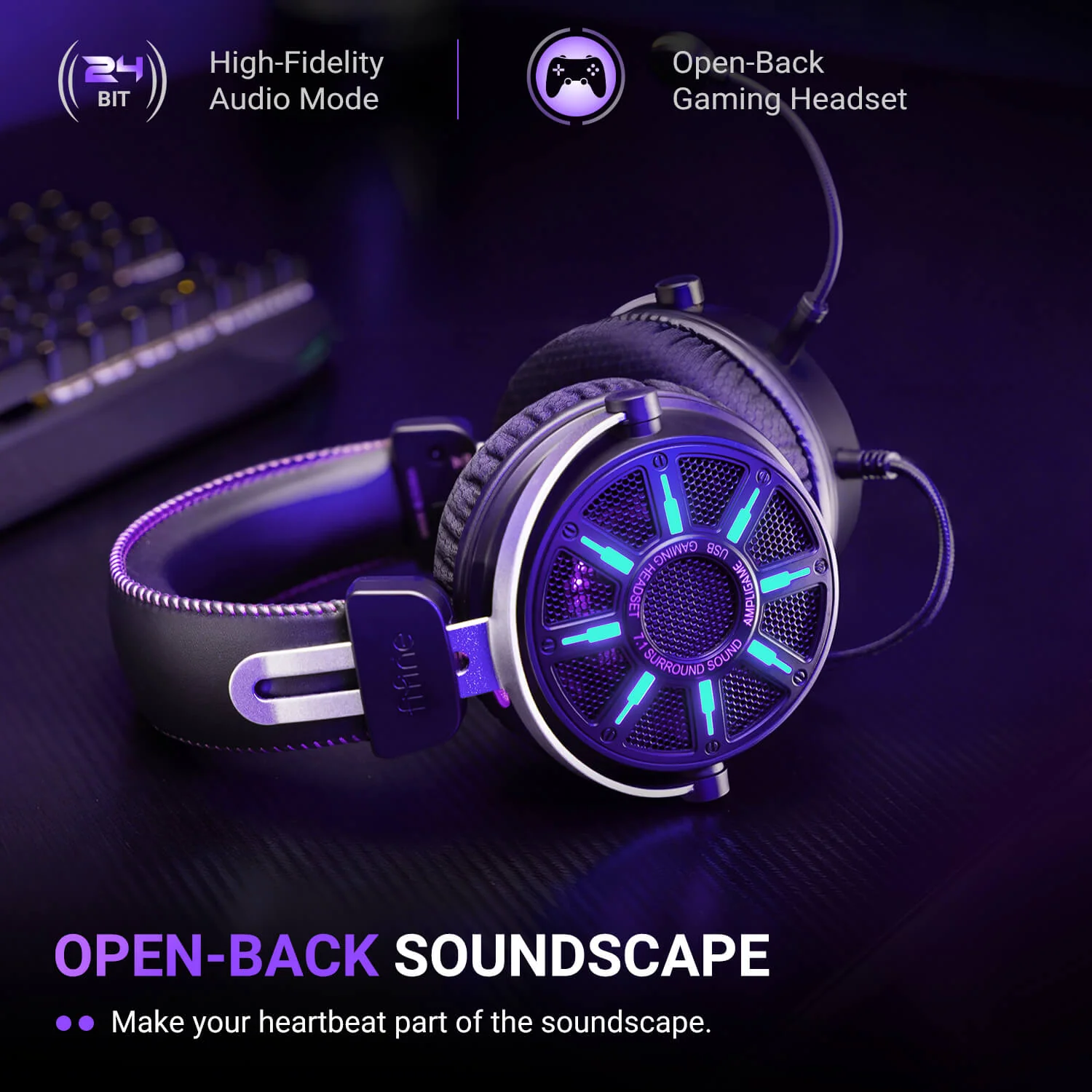FIFINE AmpliGame H19 Open-Back Gaming Headset with RGB - Image 4