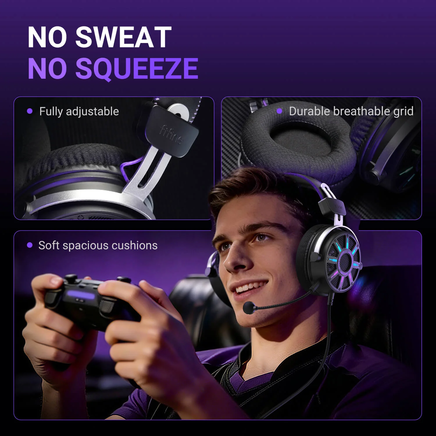 FIFINE AmpliGame H19 Open-Back Gaming Headset with RGB - Image 5