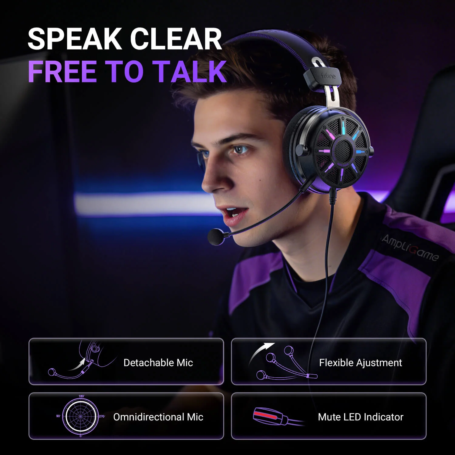 FIFINE AmpliGame H19 Open-Back Gaming Headset with RGB - Image 7