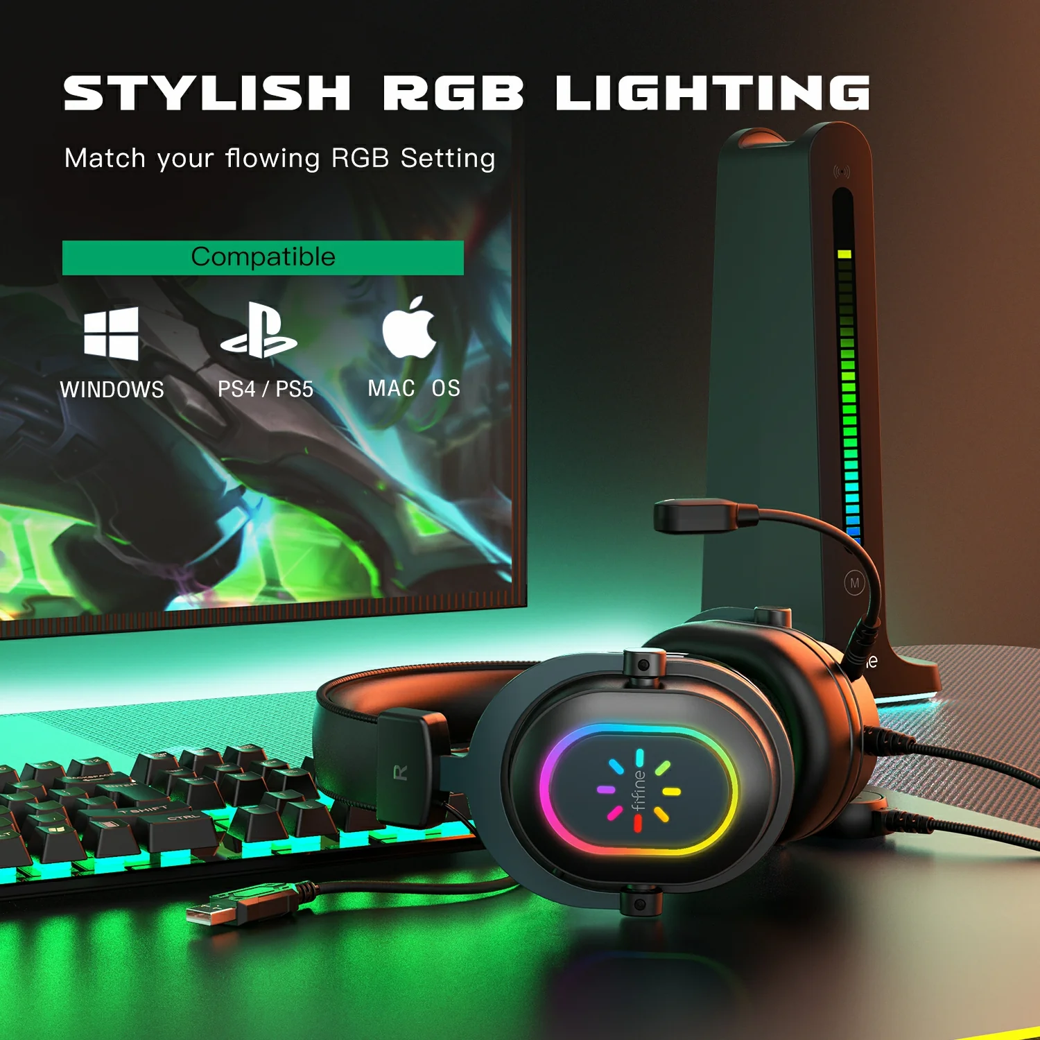 FIFINE AmpliGame H6 USB Gaming Headset with RGB - Image 13