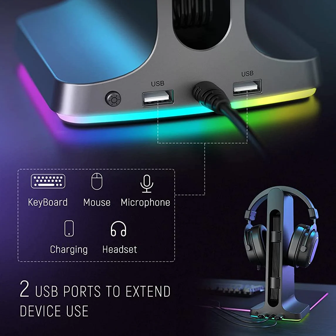 FIFINE AmpliGame S3 Gaming Headset Stand with RGB - Image 5