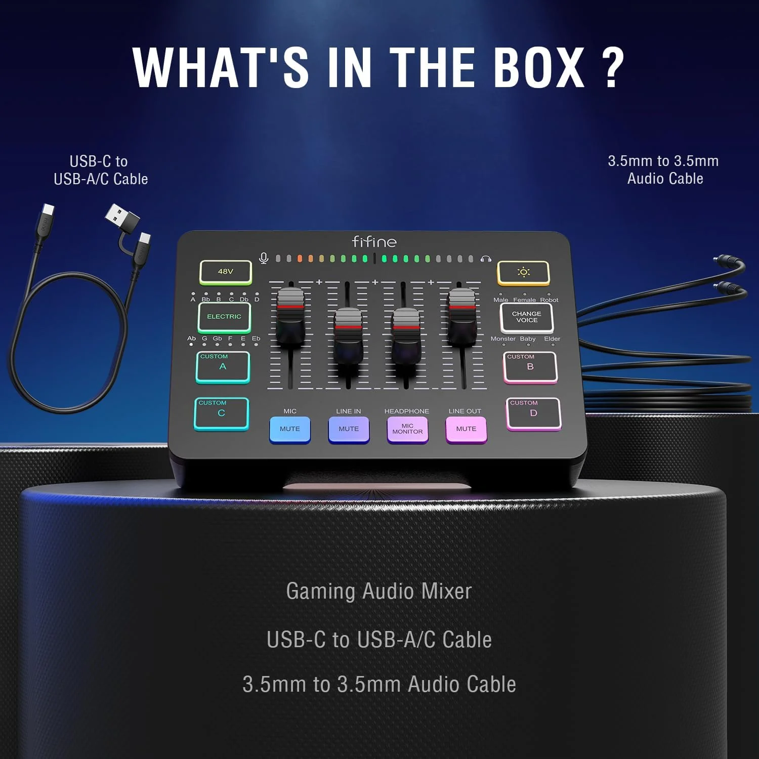 FIFINE AmpliGame SC3 Gaming Audio Mixer with RGB - Image 10