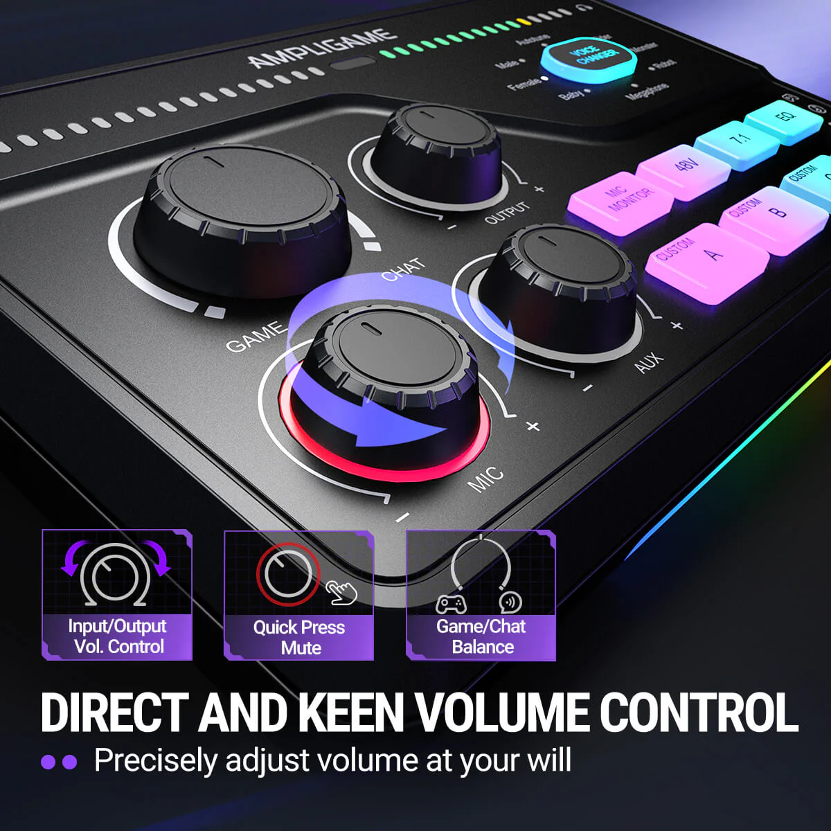 FIFINE AmpliGame SC8 Gaming Audio Mixer with RGB - Image 10