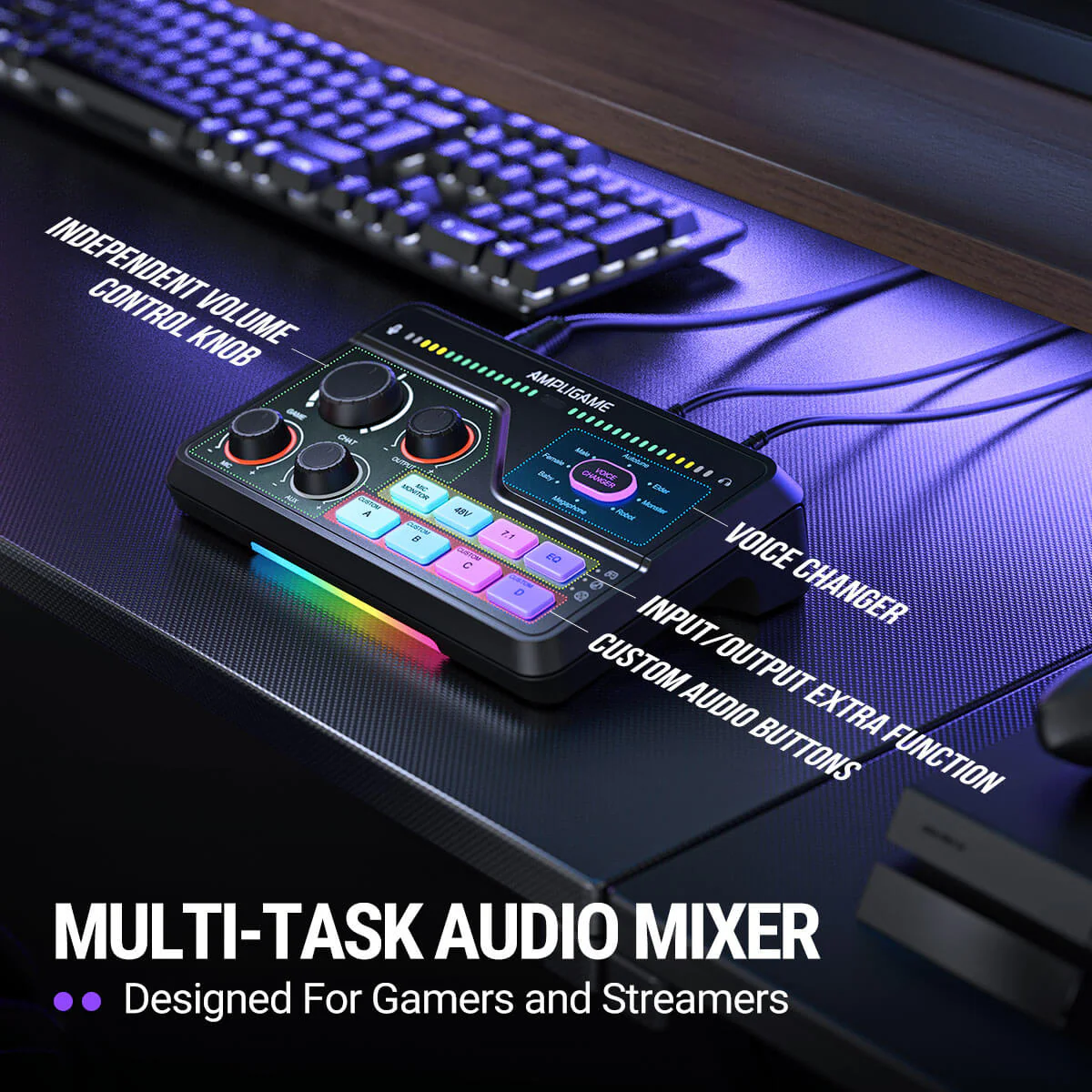 FIFINE AmpliGame SC8 Gaming Audio Mixer with RGB - Image 9