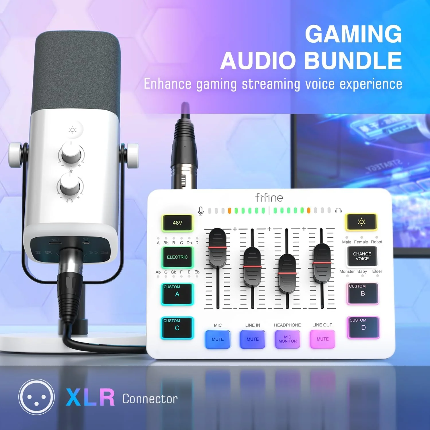 FIFINE Streaming Bundle: AM8 Dynamic Microphone + SC3 Audio Mixer + XLR Cable - Image 5