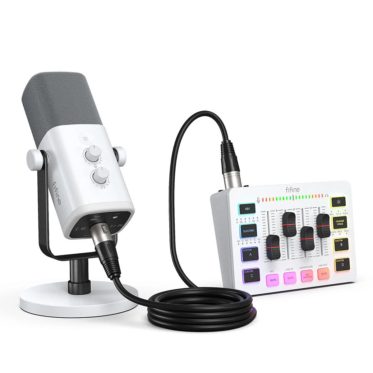 FIFINE Streaming Bundle: AM8 Dynamic Microphone + SC3 Audio Mixer + XLR Cable - Image 8