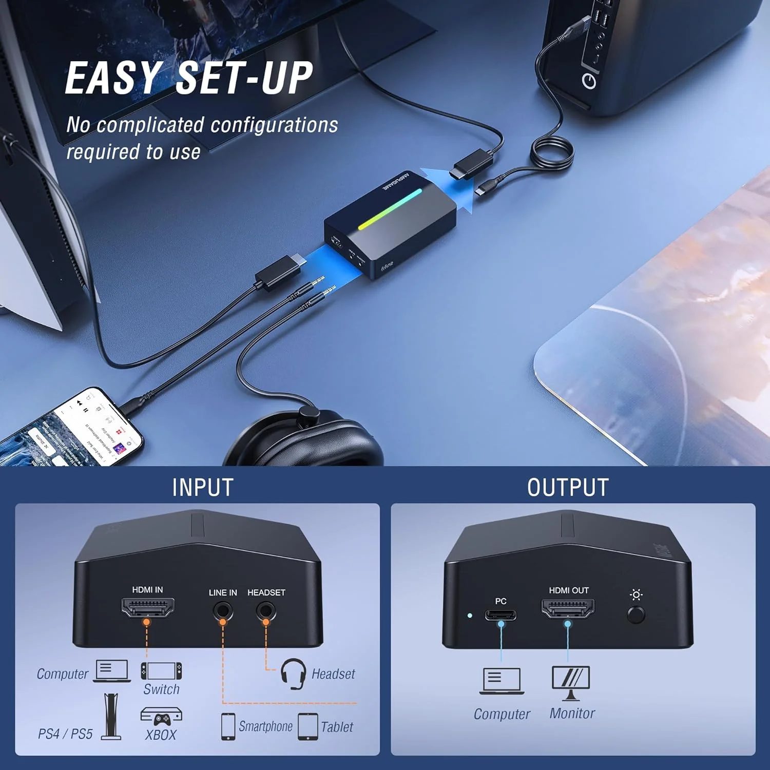 FIFINE AmpliGame V3 4K/2K/1080P HD Capture Card with RGB - Image 5