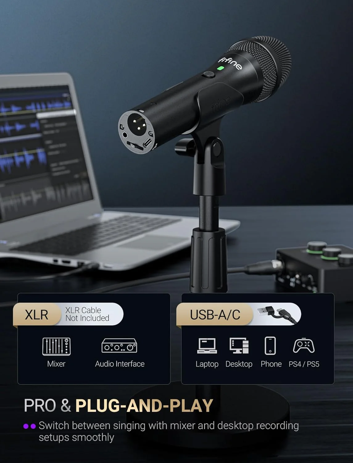FIFINE AmpliTank Tank2 USB/XLR Dynamic Microphone - Image 4