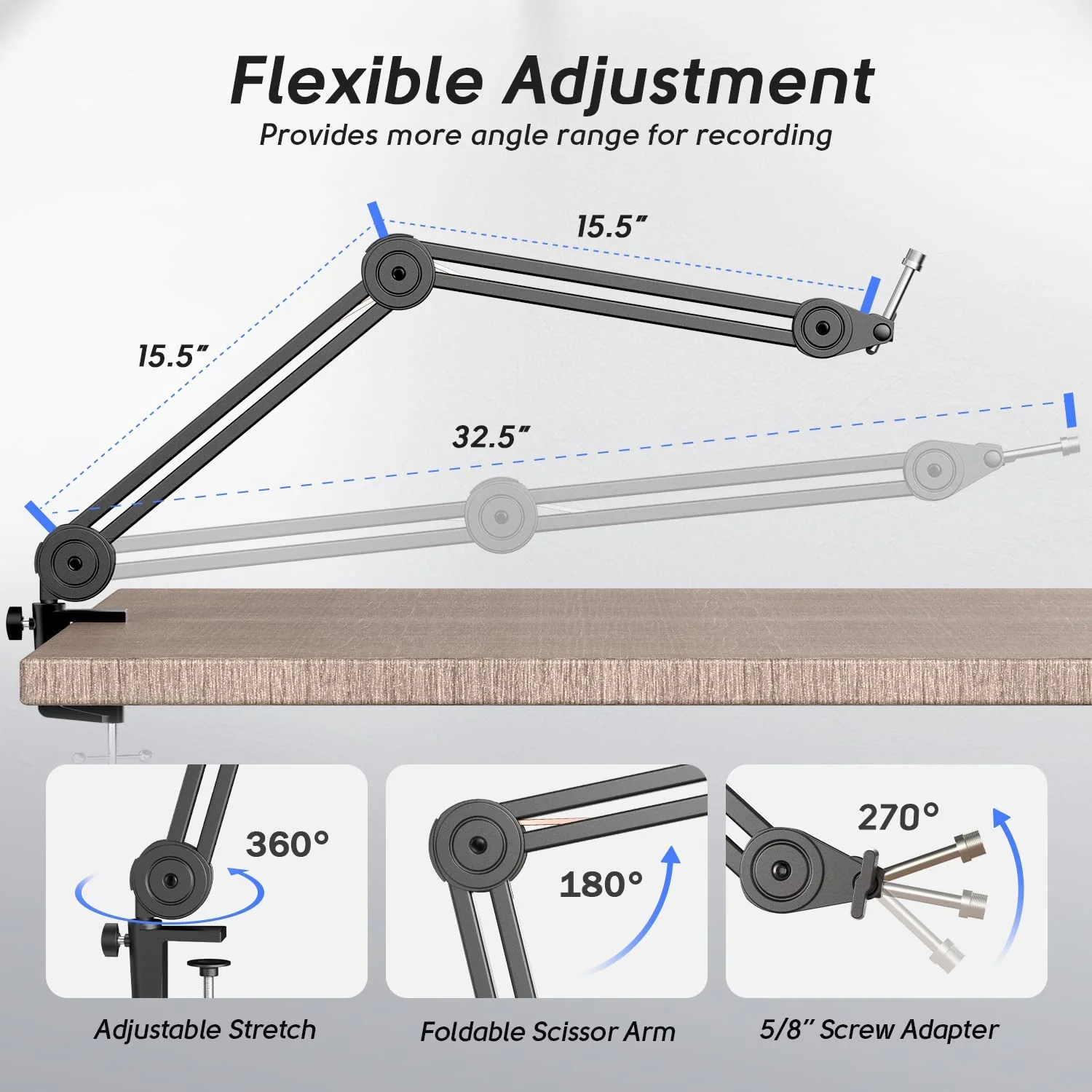 FIFINE BM63 Microphone Boom Arm Stand - Image 3
