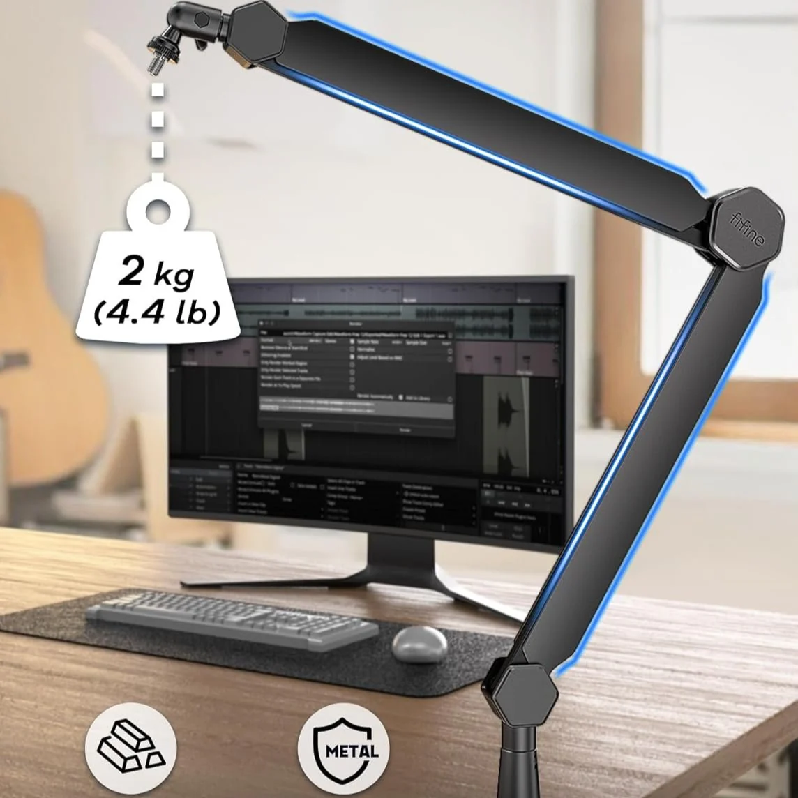FIFINE BM66 Microphone Boom Arm Stand - Image 5