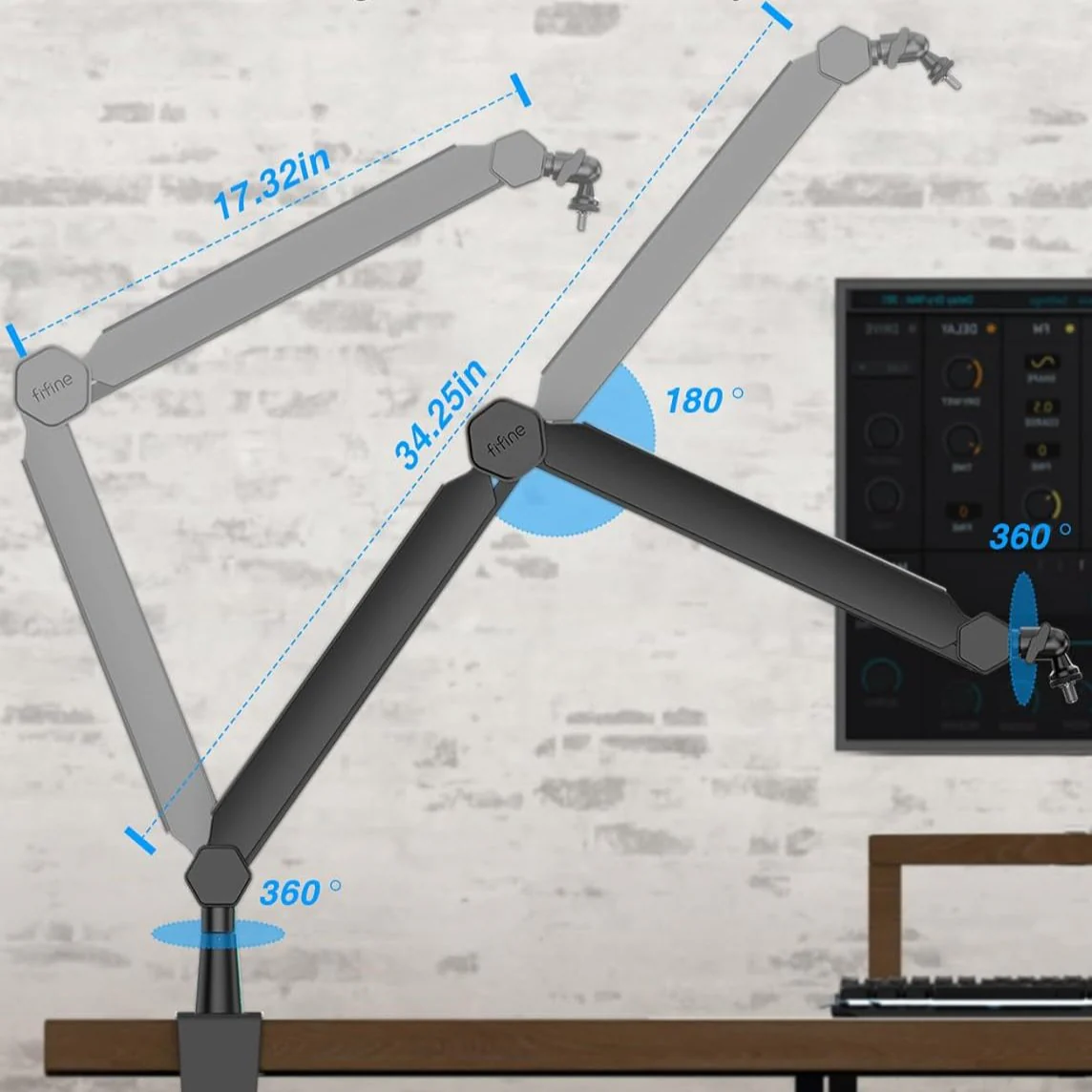 FIFINE BM66 Microphone Boom Arm Stand - Image 6