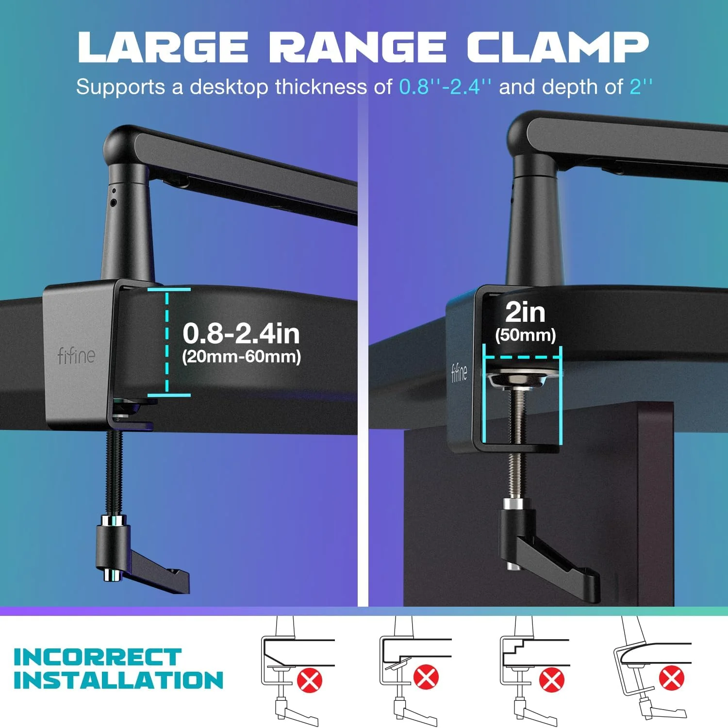 FIFINE BM88 Low Profile Microphone Boom Arm Stand - Image 8