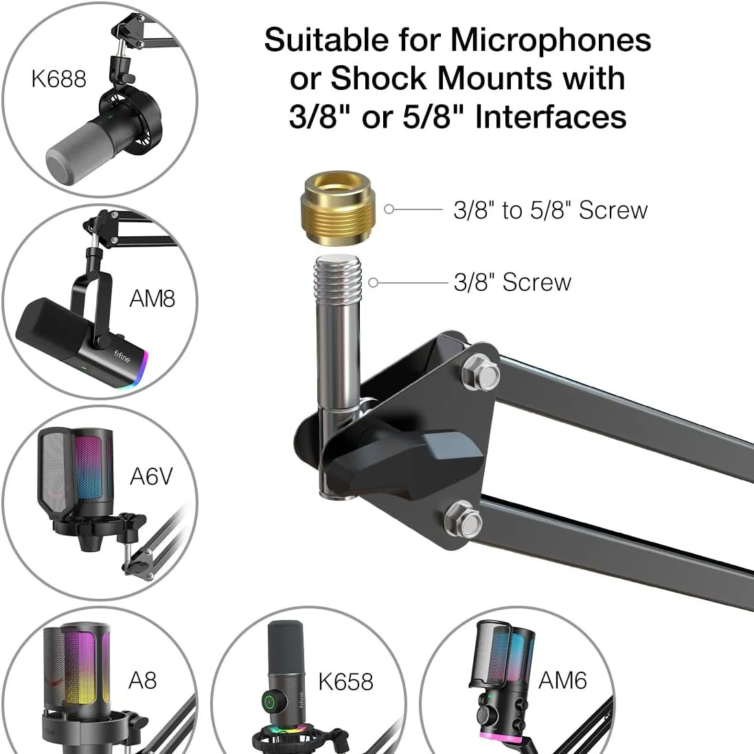 FIFINE CS1 Microphone Boom Arm Stand - Image 3