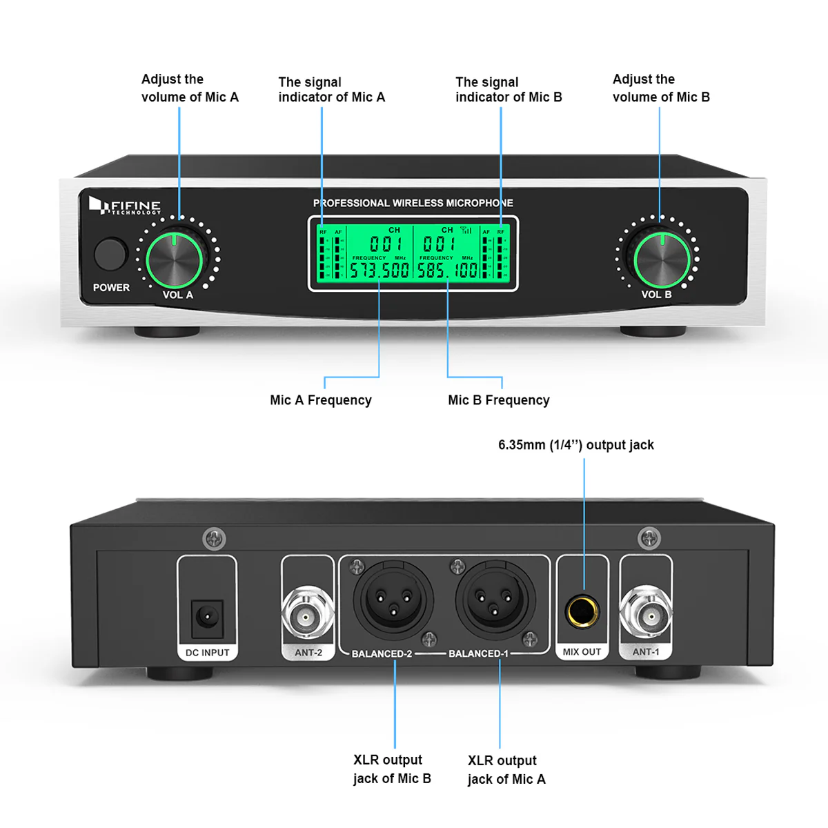 FIFINE K040 Dual Wireless Handheld Microphones System - Image 4