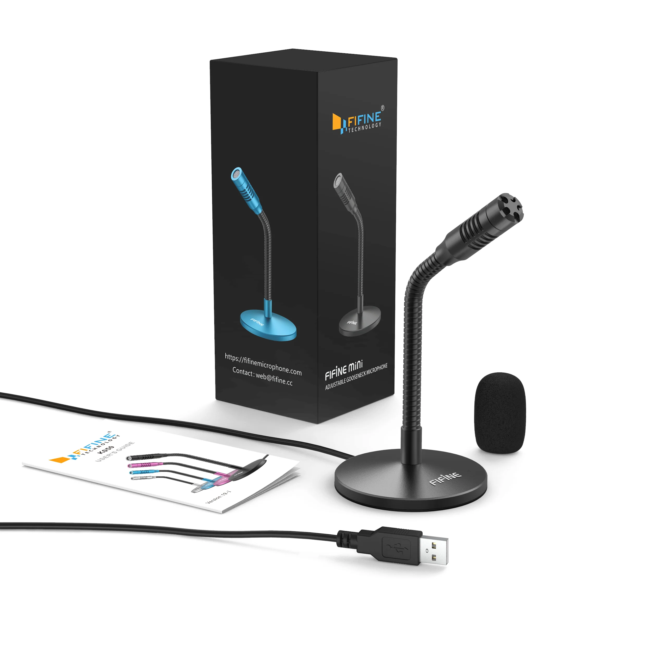 FIFINE K050 USB Mini Condenser Microphone with Adjustable Gooseneck - Image 3