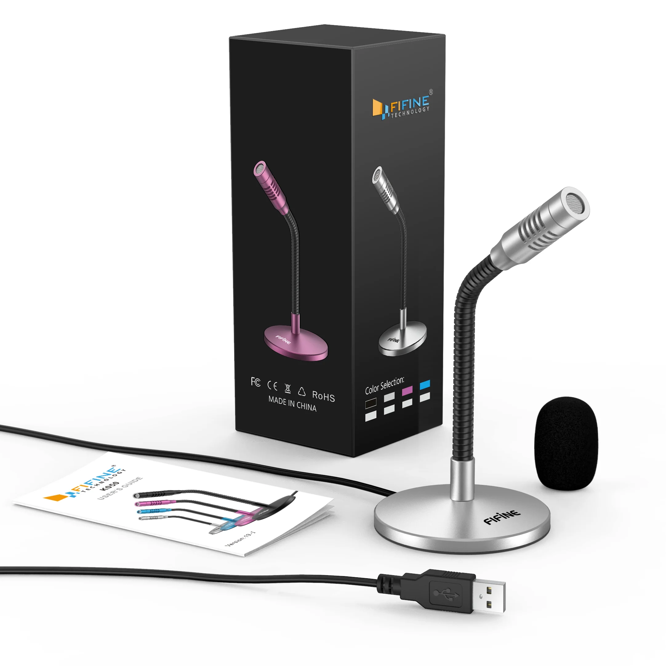 FIFINE K050 USB Mini Condenser Microphone with Adjustable Gooseneck - Image 7