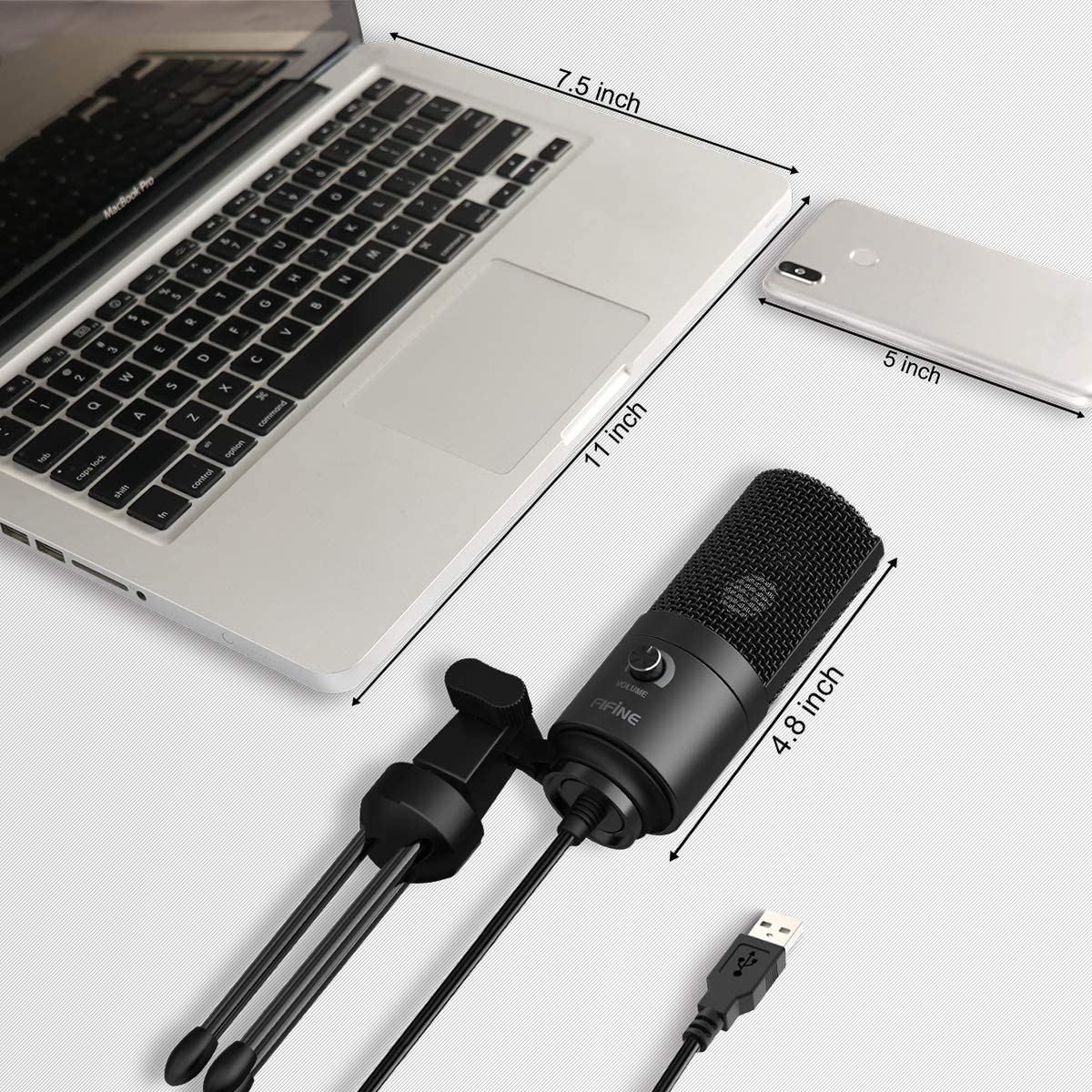 FIFINE K669B USB Condenser Microphone with Tripod Stand - Image 4