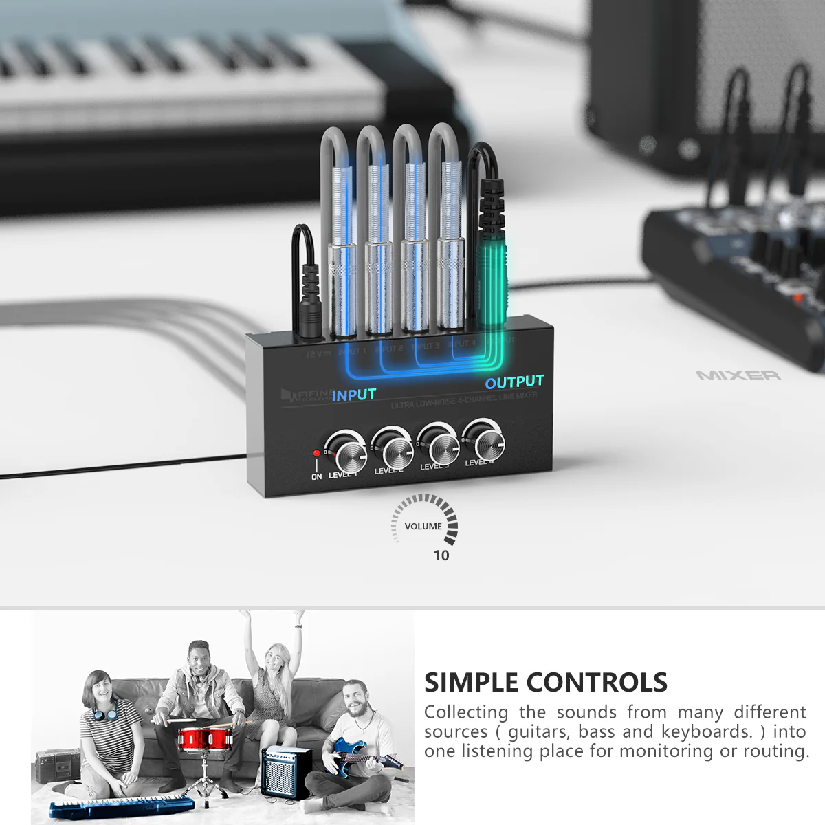 FIFINE N5 Four-channel Line Mixer - Image 6