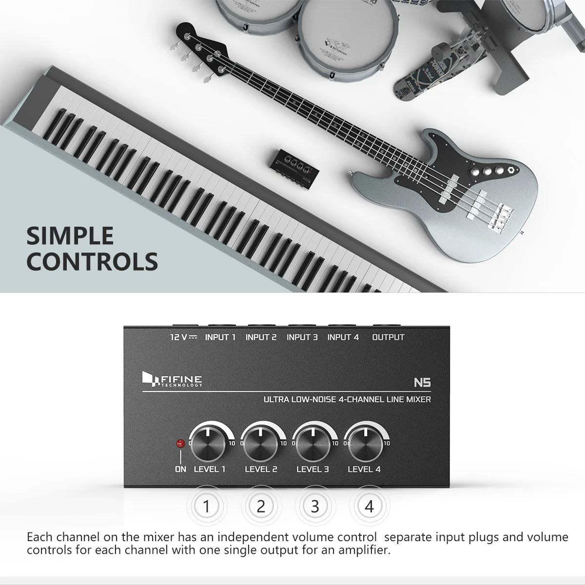 FIFINE N5 Four-channel Line Mixer - Image 7
