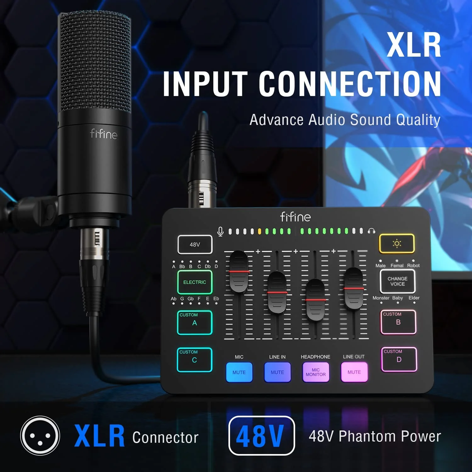 FIFINE Recording and Gaming Bundle: SC3 Audio Mixer + XLR Cable - Image 5