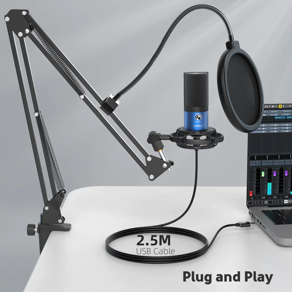 FIFINE T669 USB Condenser Microphone Kit with Boom Arm Stand - Image 6