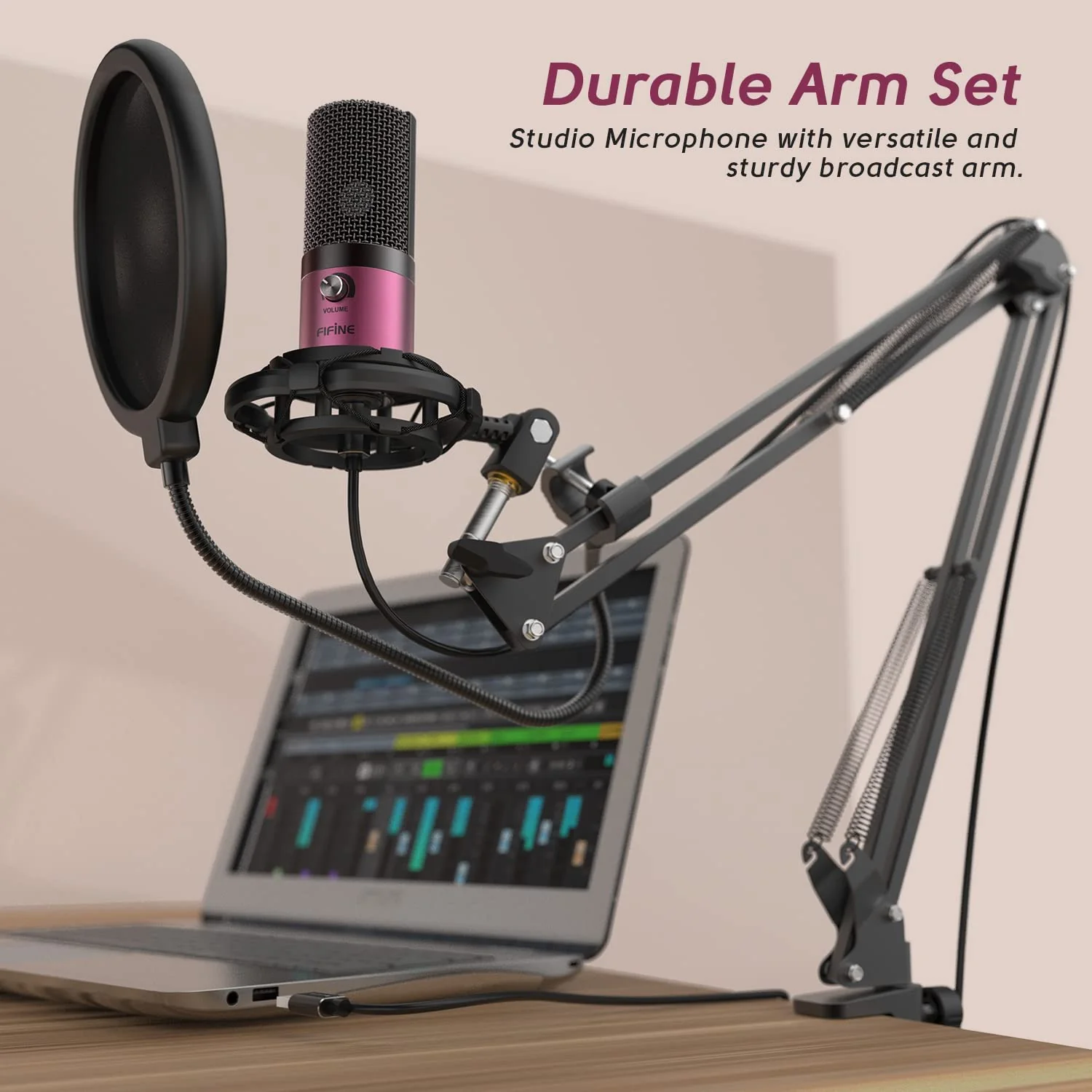 FIFINE T669 USB Condenser Microphone Kit with Boom Arm Stand - Image 8