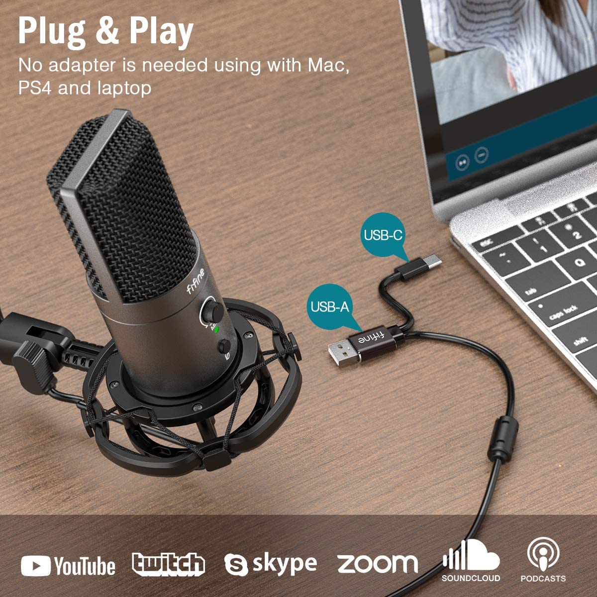 FIFINE T683 USB Condenser Microphone Kit with Boom Arm Stand - Image 3