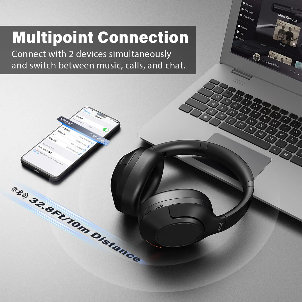 FIFINE X3 Bluetooth Wireless Over-Ear Headphone - Image 4